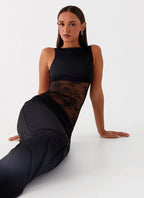 Lace Waist Sleeveless Maxi Dress