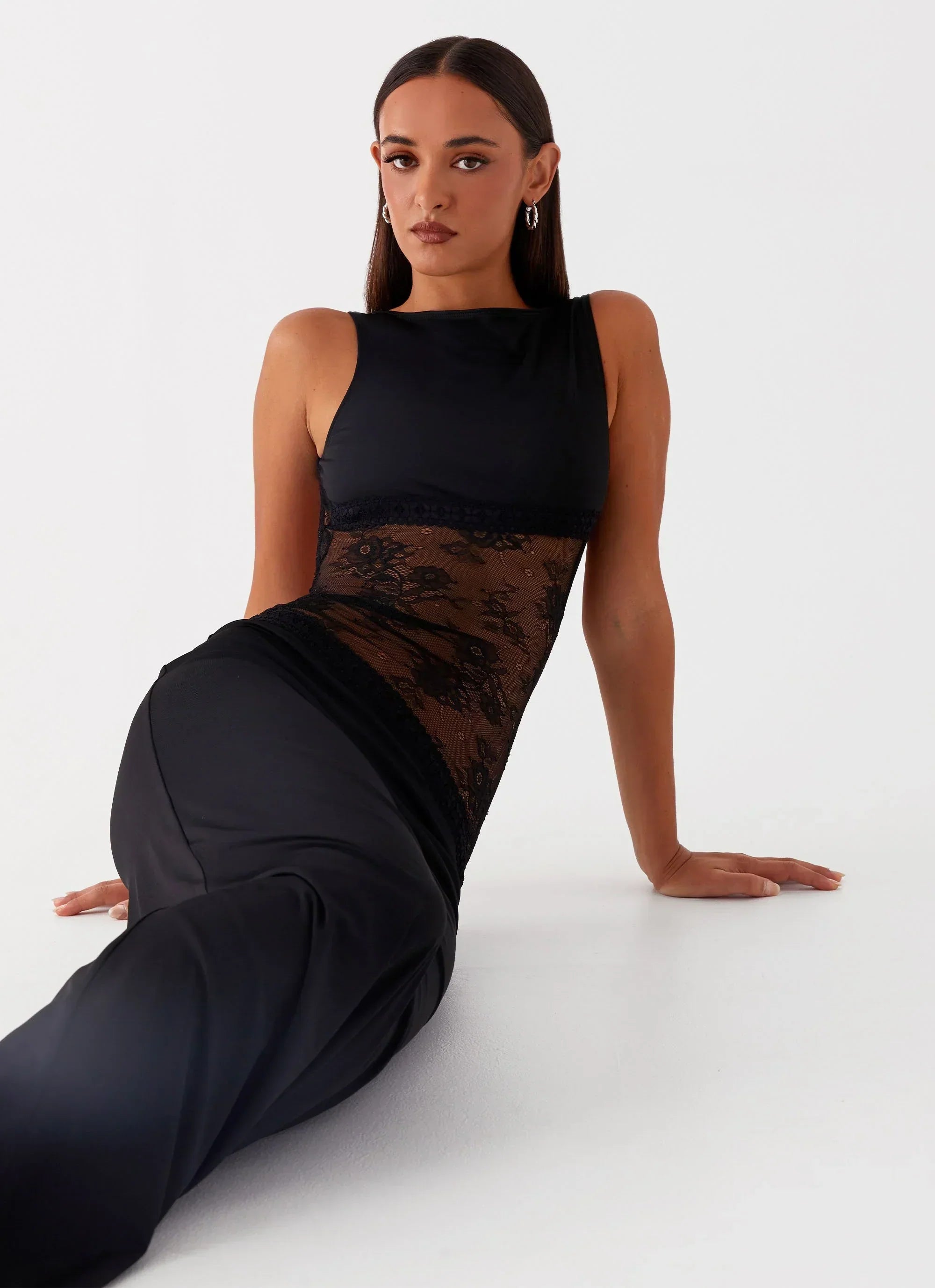 Lace Waist Sleeveless Maxi Dress