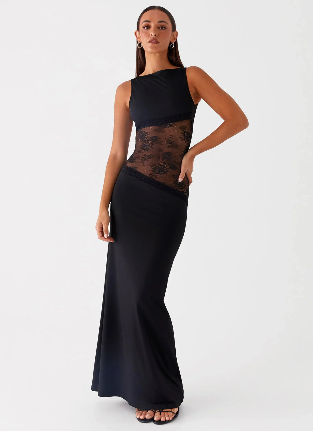 Lace Waist Sleeveless Maxi Dress