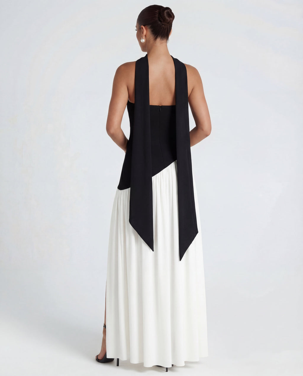 Women's Maxi Dress with Strapless Neckline and High Side Split
