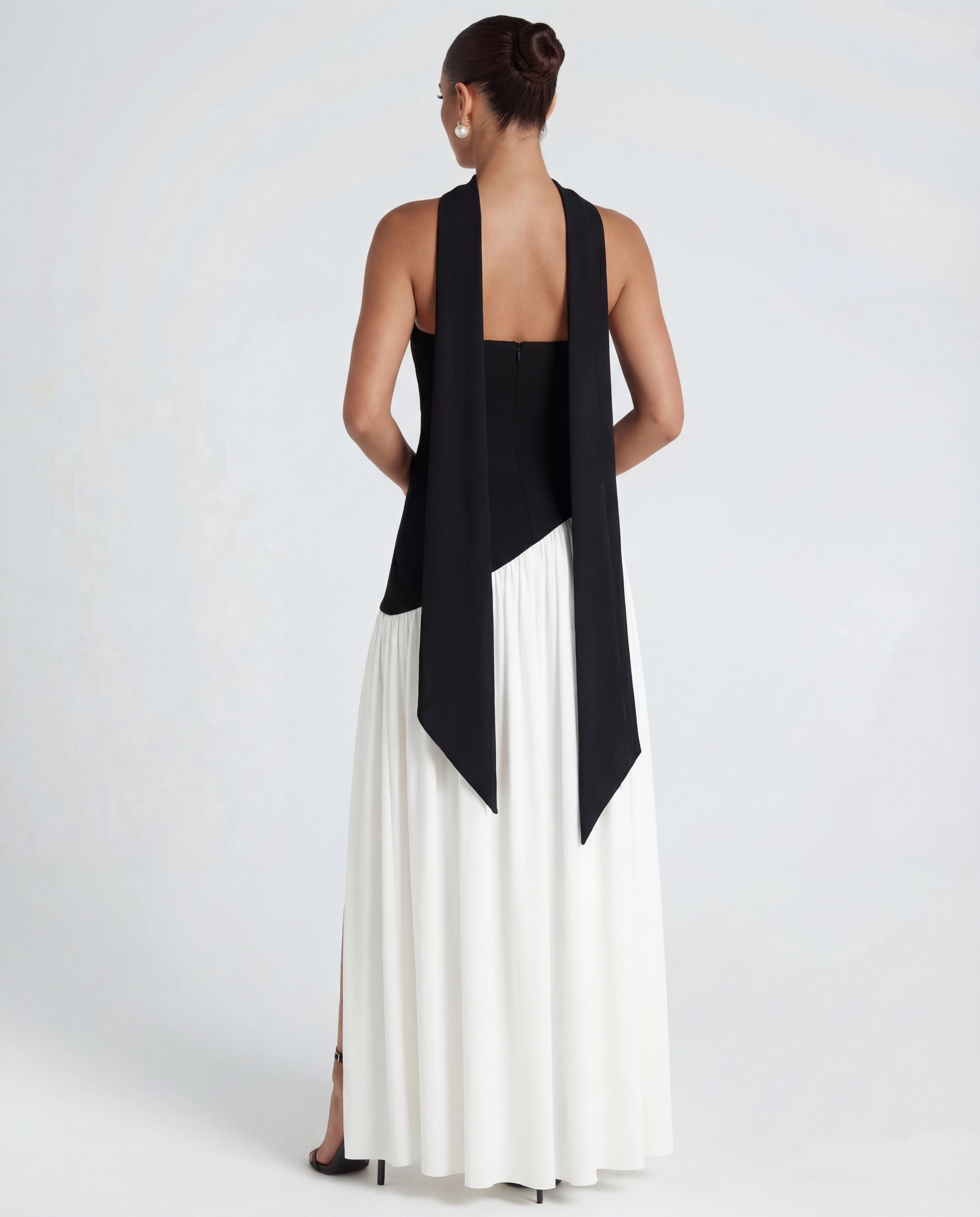 Women's Maxi Dress with Strapless Neckline and High Side Split
