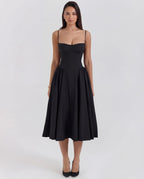 Full Skirt Cami Midi Dress With Straps