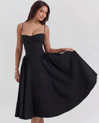 Full Skirt Cami Midi Dress With Straps