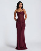 Women's Bodycon Halter Neck Maxi Dress with Sheer Panel Detail
