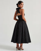 Women's Tie Neck A Line Midi Dress