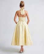 Women's Tie Neck A Line Midi Dress