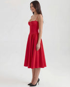 Full Skirt Cami Midi Dress With Straps