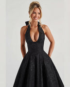 Women's Tie Neck A Line Midi Dress