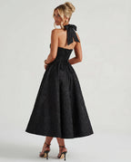 Women's Tie Neck A Line Midi Dress