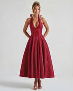 Women's Tie Neck A Line Midi Dress