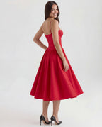 Full Skirt Cami Midi Dress With Straps