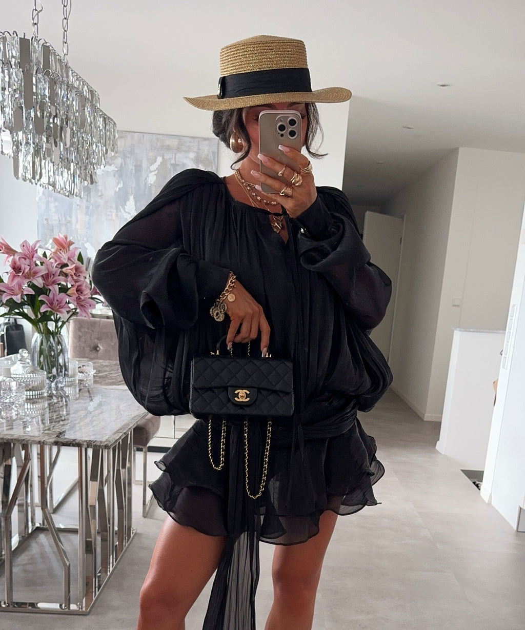 Long Sleeve Tiered Mini Dress
