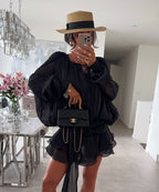 Long Sleeve Tiered Mini Dress