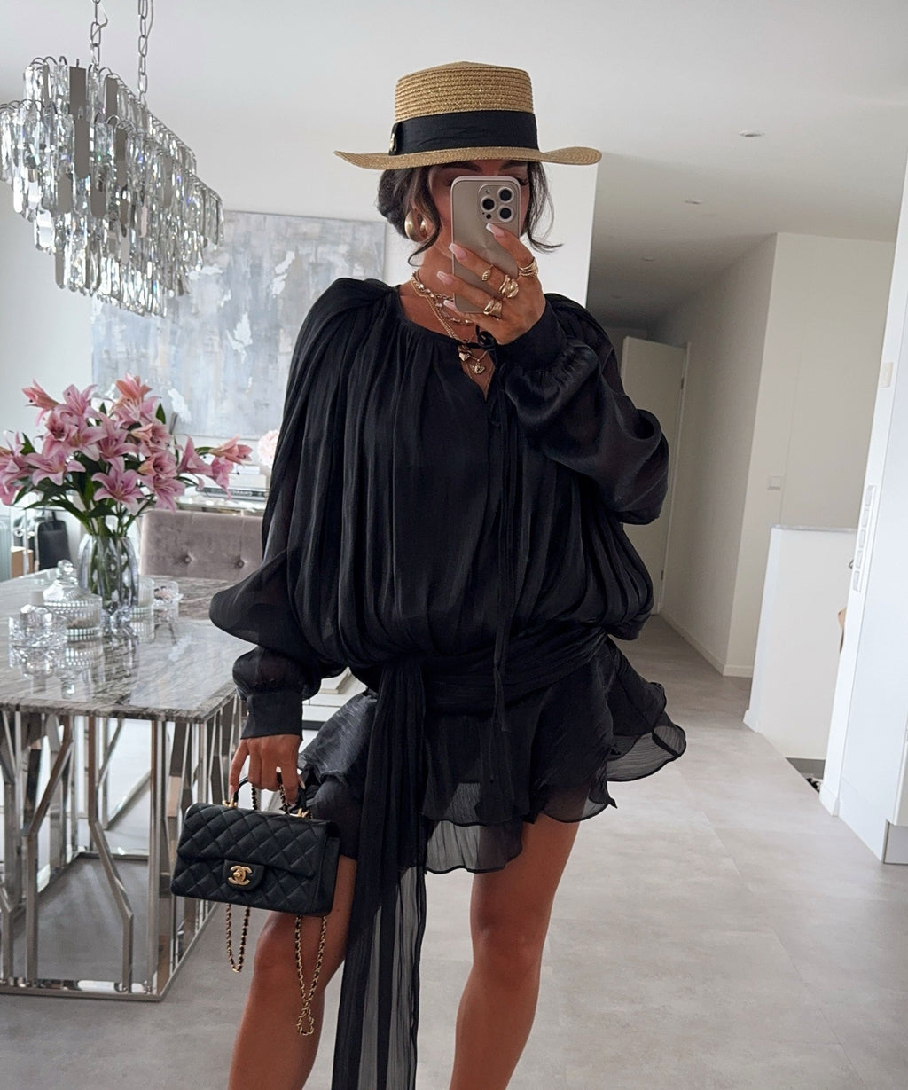 Long Sleeve Tiered Mini Dress