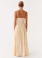 Women's Spaghetti Strap Flowing Maxi Dress with Gathered Bodice