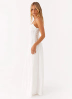 Women's Spaghetti Strap Flowing Maxi Dress with Gathered Bodice