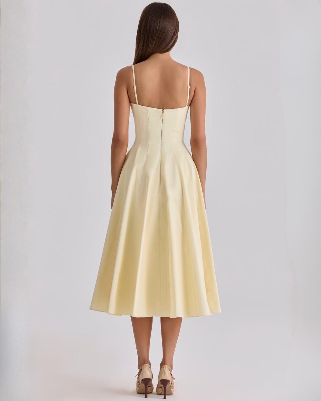 Sweetheart Bodice Swing Midi Dress For Women