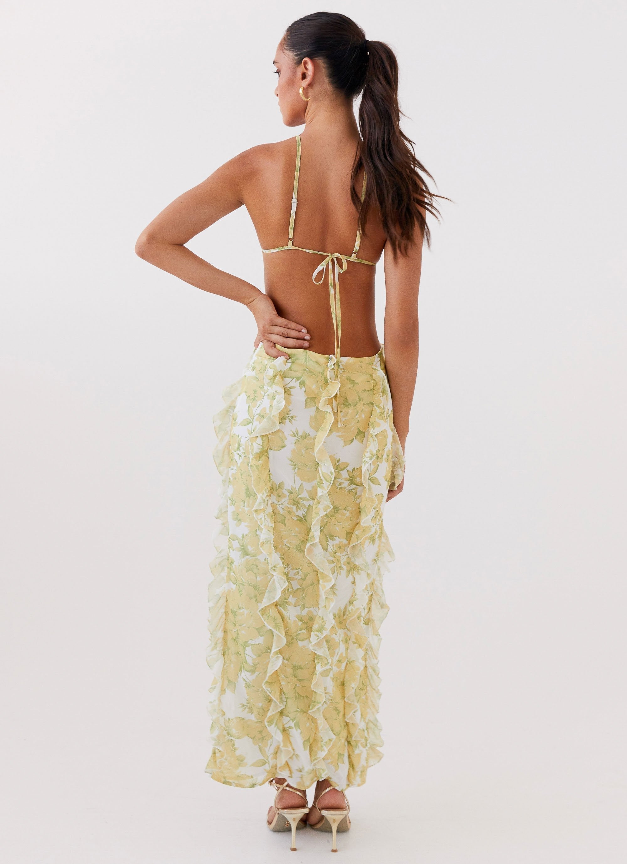 Strappy Floral Detail Maxi Dress Women
