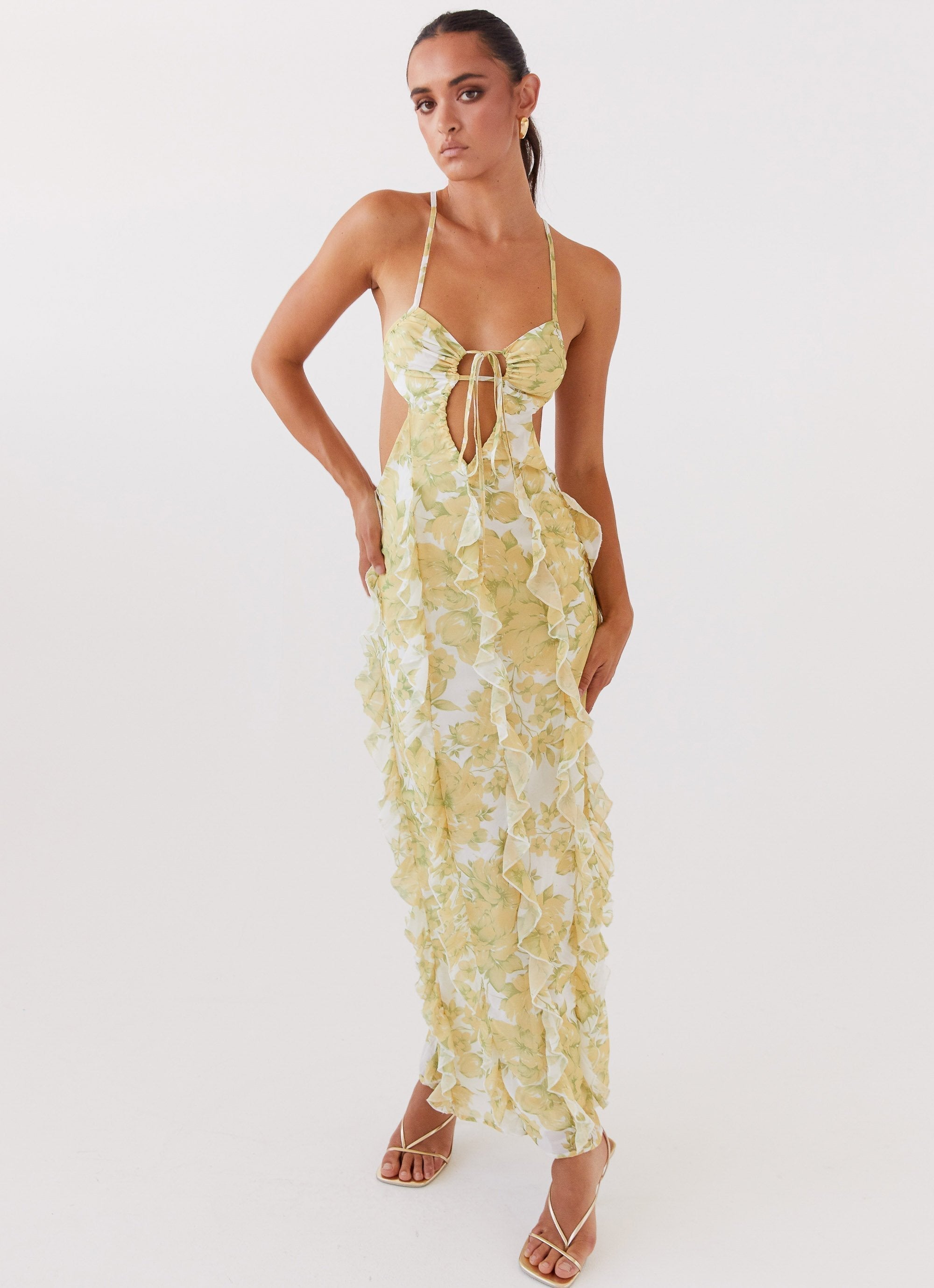 Strappy Floral Detail Maxi Dress Women