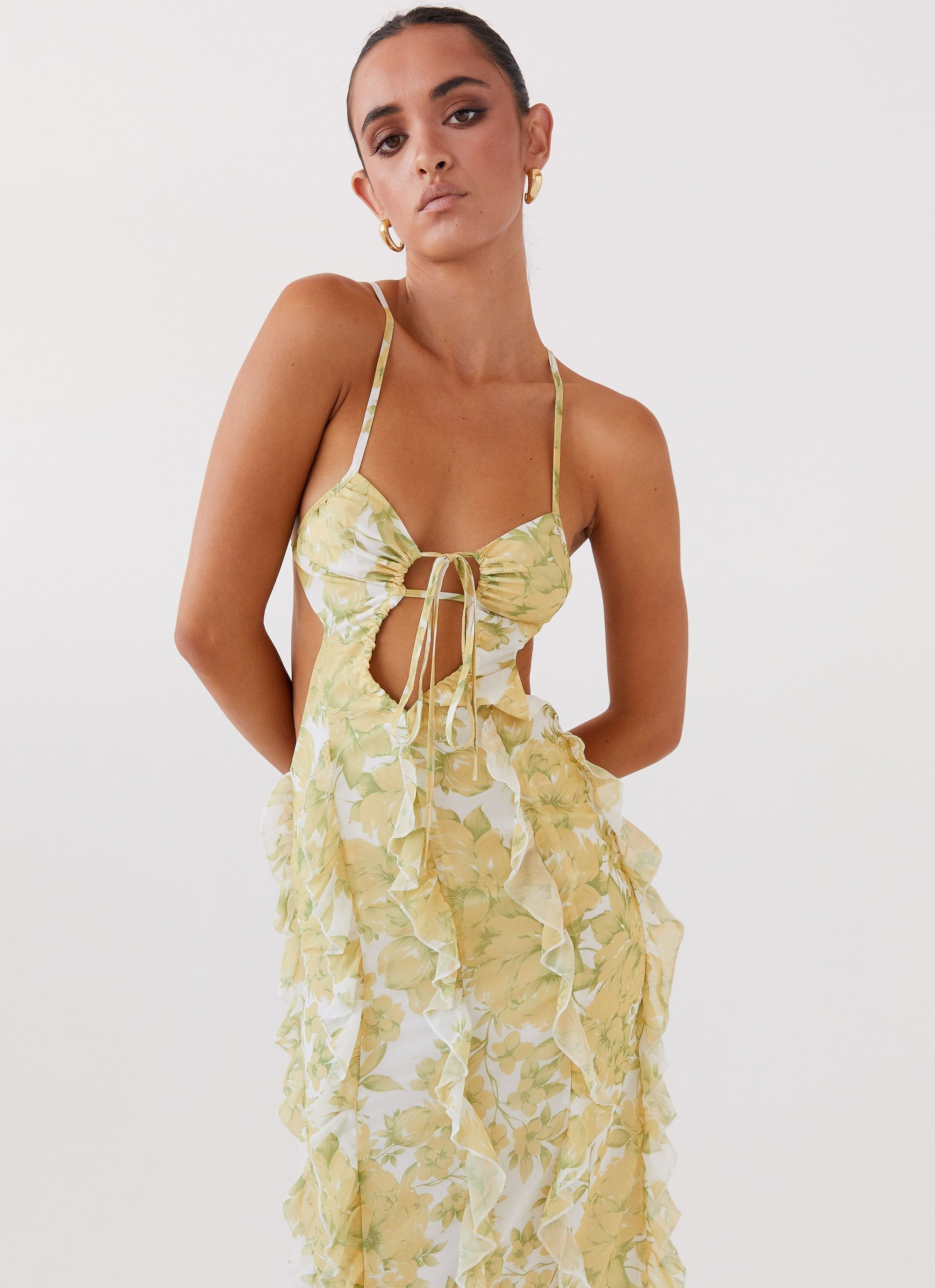 Strappy Floral Detail Maxi Dress Women
