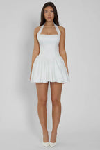 Halter Skater Mini Dress Open Back