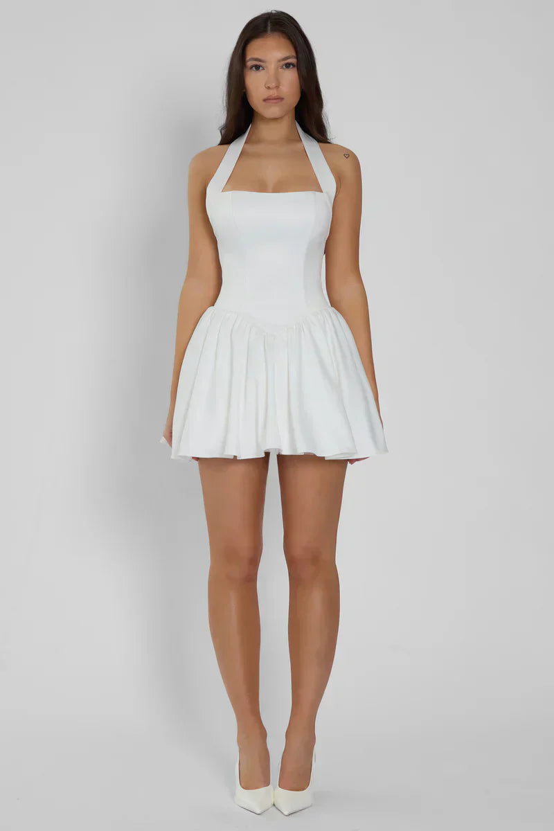 Halter Skater Mini Dress Open Back
