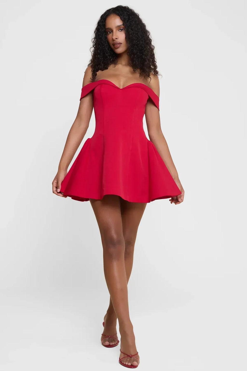 Sweetheart Off Shoulder Skater Mini Dress