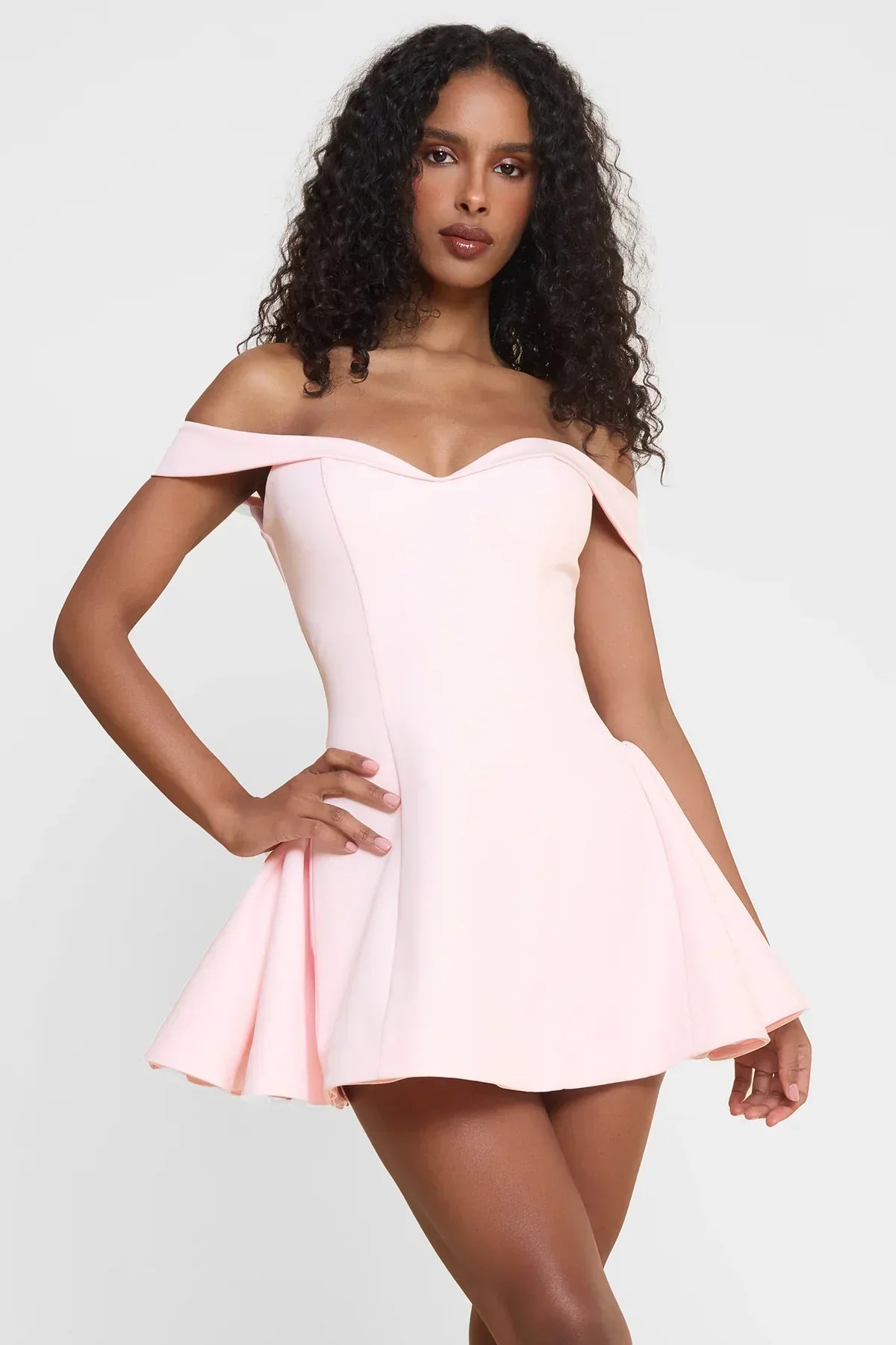 Sweetheart Off Shoulder Skater Mini Dress