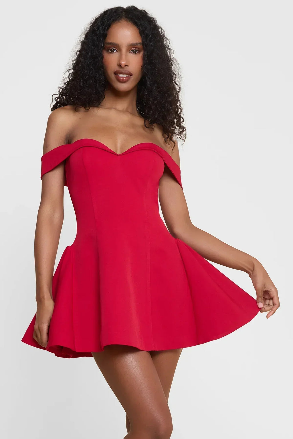 Sweetheart Off Shoulder Skater Mini Dress