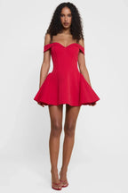 Sweetheart Off Shoulder Skater Mini Dress