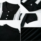 Men's Two Panel Stripe Knit Polo
