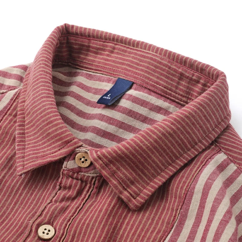 Men's Striped Chest Pocket Shirt Top
