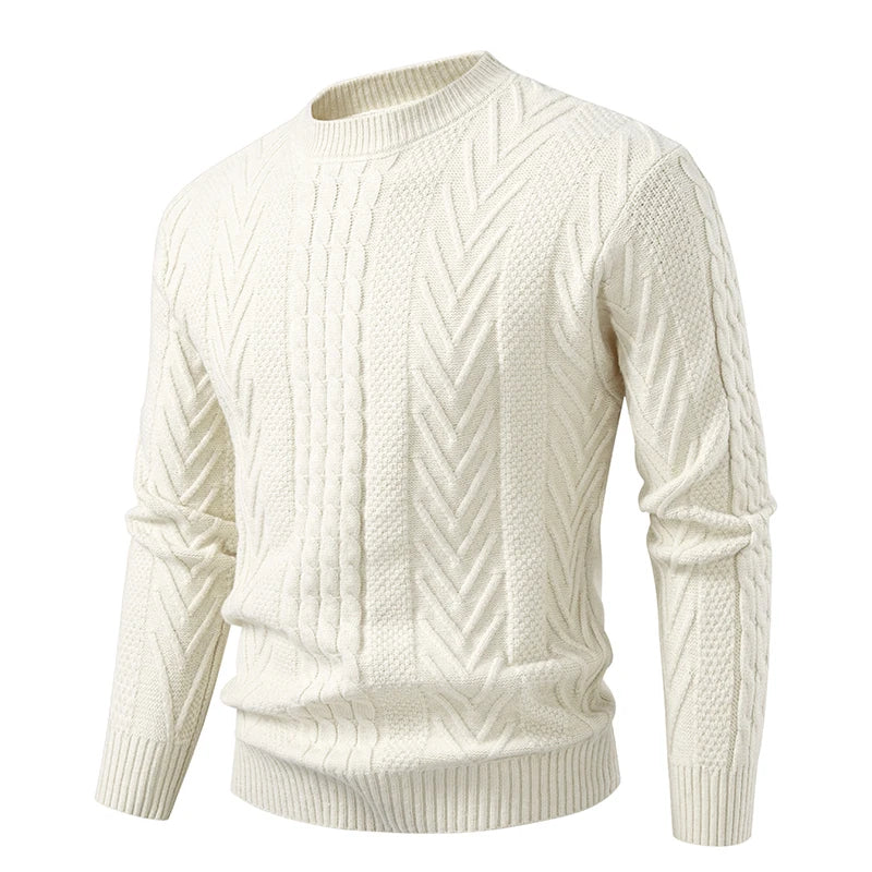 Men's Patterned Crewneck Sweater Long Sleeve Ribbed Hem