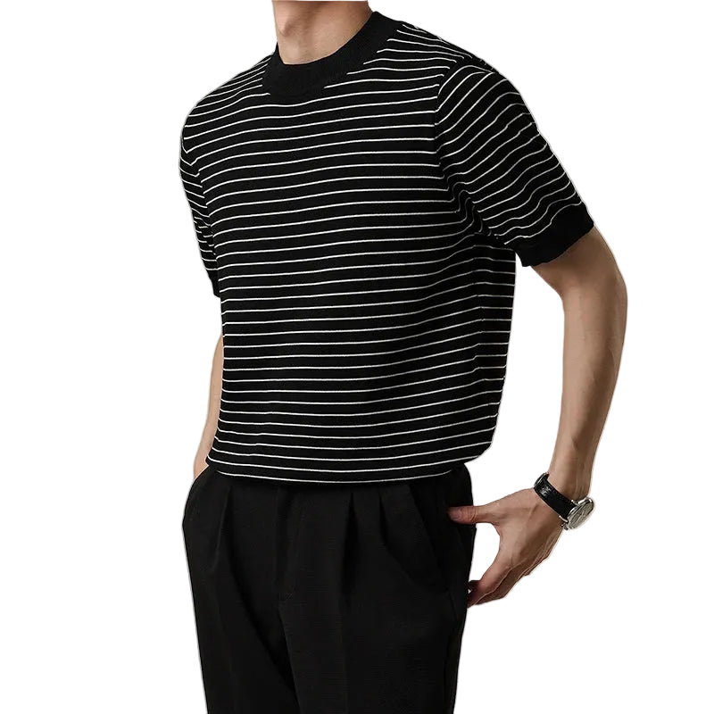 Mens Crew Neck Striped T Shirt