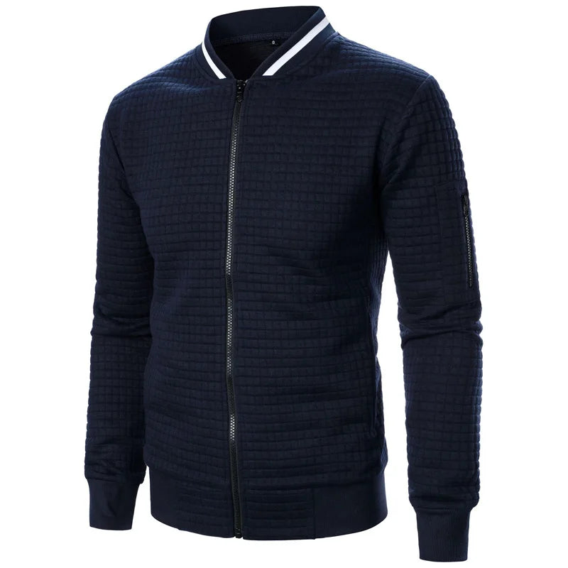 Men's Knitted Zip Up Jumper – Long Sleeve Stand Collar Sweater Jacket
