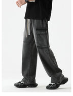 Baggy Cargo Denim Pants With Drawstring