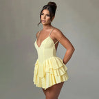 V Neck Strappy Mini Dress Women