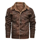 Men's Lined Jacket with Shearling Collar – Long Sleeve Button Front Winter Outerwear