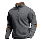 Men's Quarter Zip Sweatshirt – Long Sleeve Jumper with High Neck and Contrast Elbow Patches