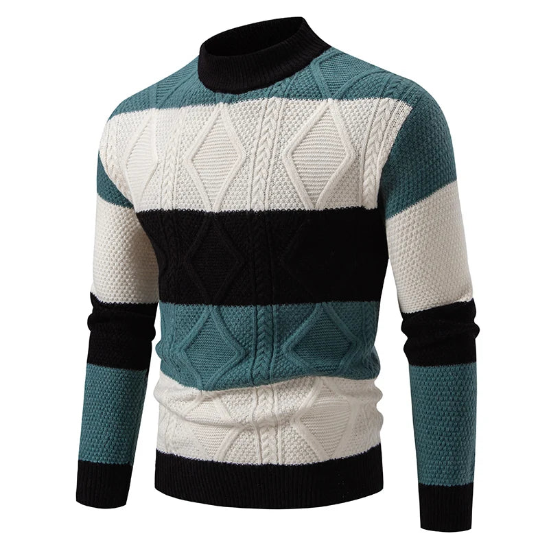 Men's Multi Stripe Turtleneck Knit Jumper