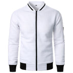 Men's Full-Zip Knitted Jacket – Stand Collar Long Sleeve Sweater with Zipped Pockets