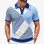 Geometric Pattern Short Sleeve Polo Shirt
