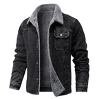 Men's Sherpa Lined Denim Jacket – Long Sleeve Button Front Trucker Coat