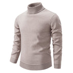 Men's Turtleneck Knit Pullover Sweater Ribbed Cuffs