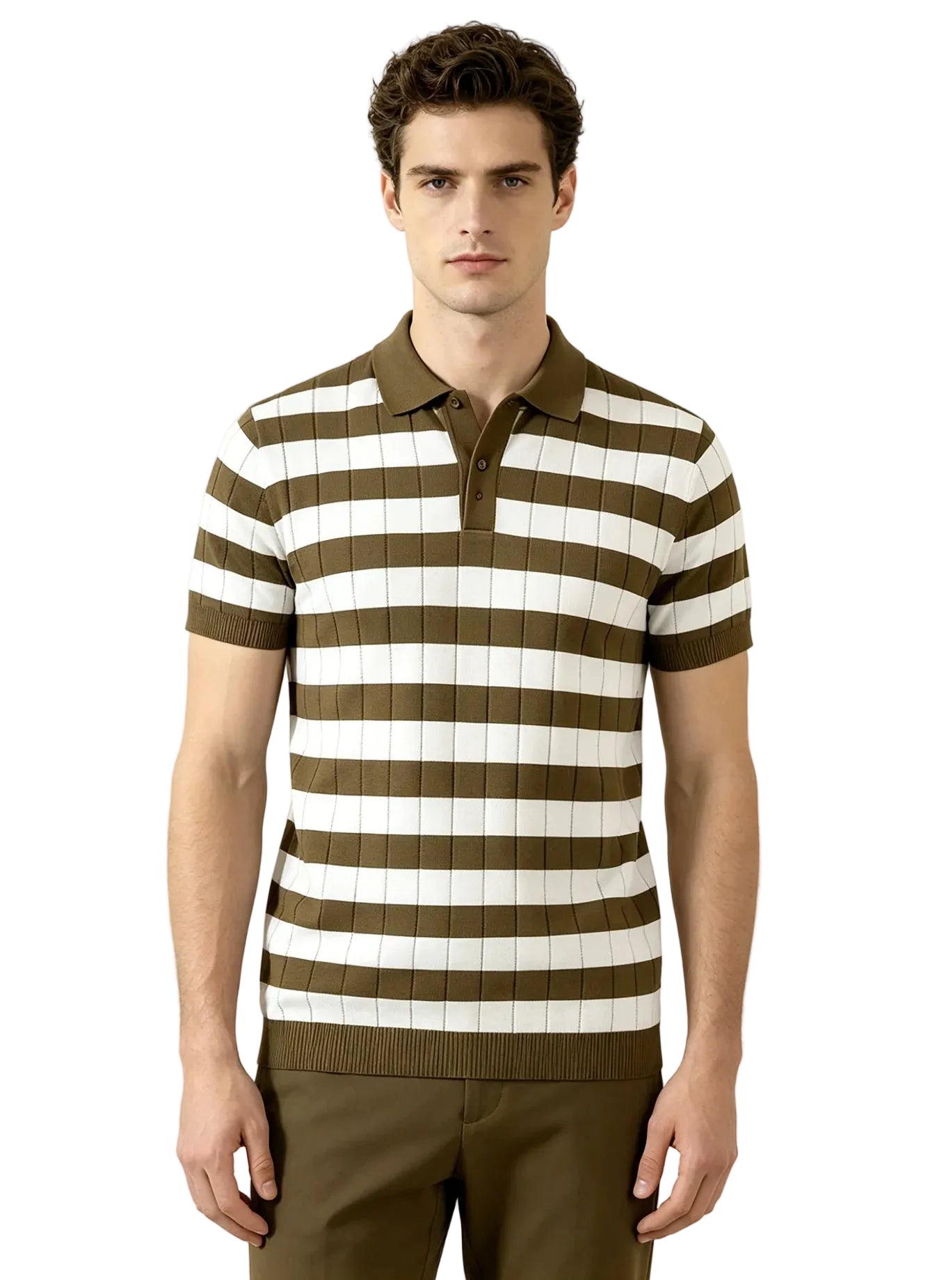 Horizontal Stripe Polo Top Men