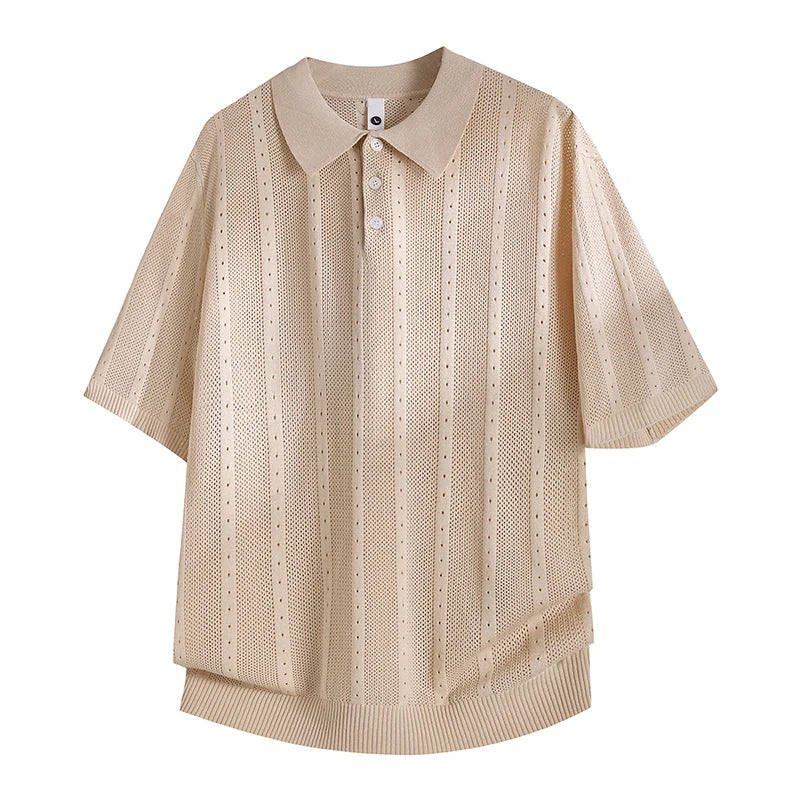 Men's Eyelet Polo Shirt Short Sleeve