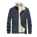 Men's Sherpa-Lined Jacket with High Collar, Full Zip and Multiple Zipped Pockets