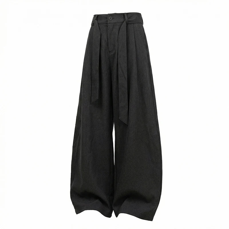 Wide Leg Pleated Pull On Trousers