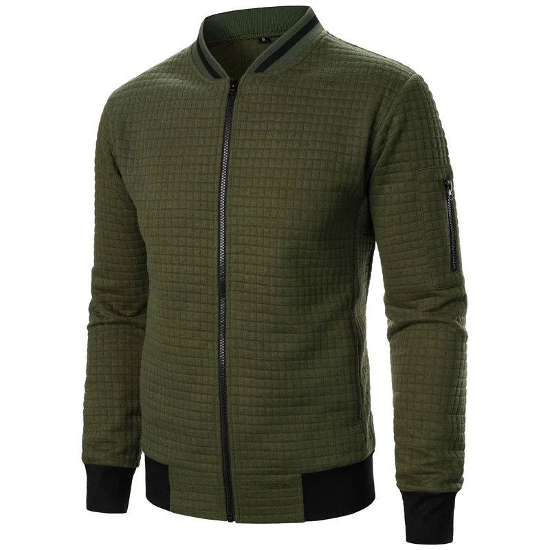 Men's Knitted Zip Up Jumper – Long Sleeve Stand Collar Sweater Jacket