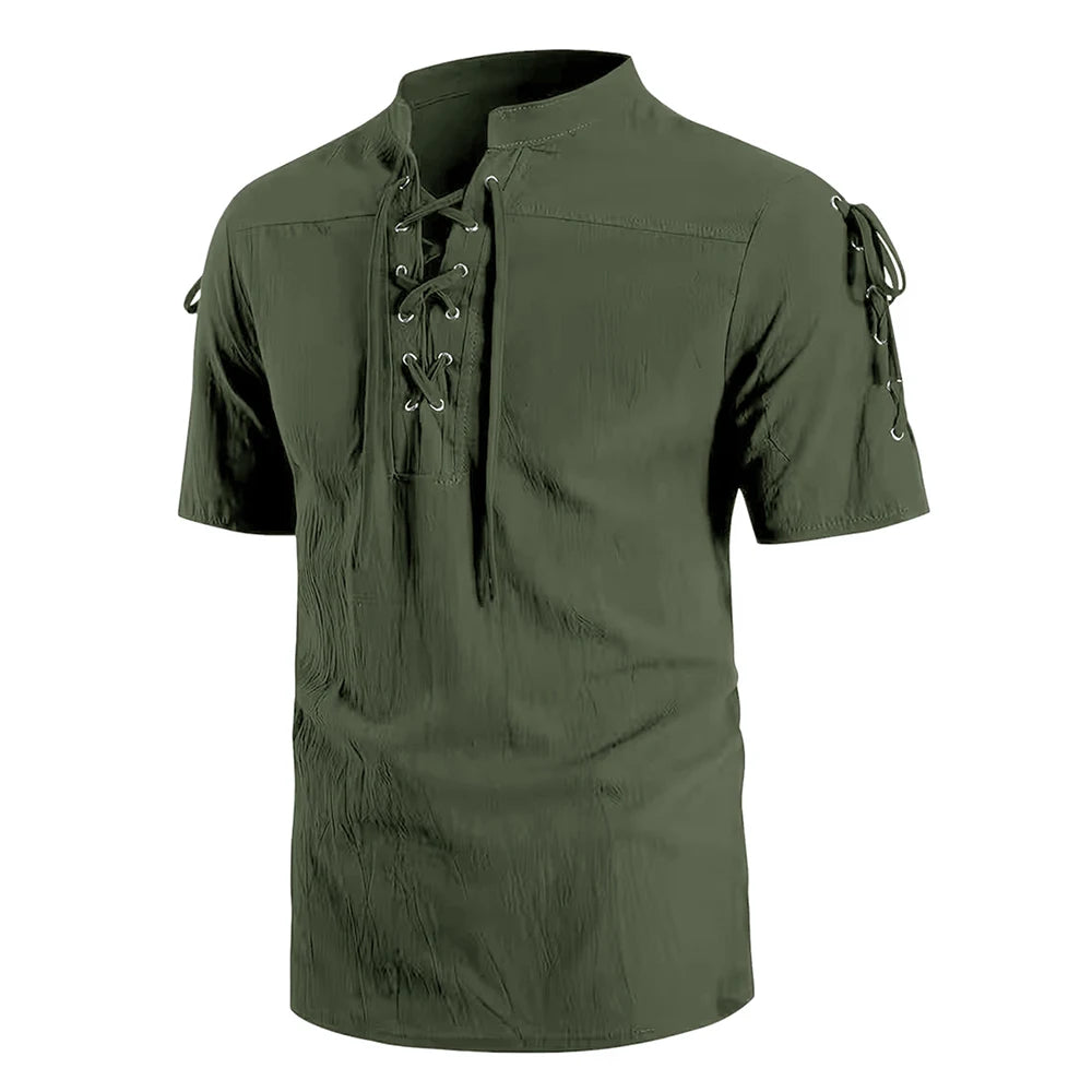 Lace Up Detail Short Sleeve Shirt